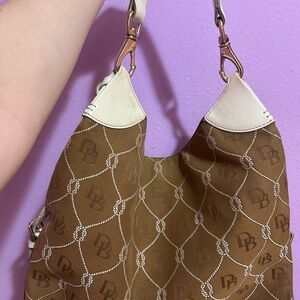 Dooney & Bourke Brown and Cream Shoulder Bag